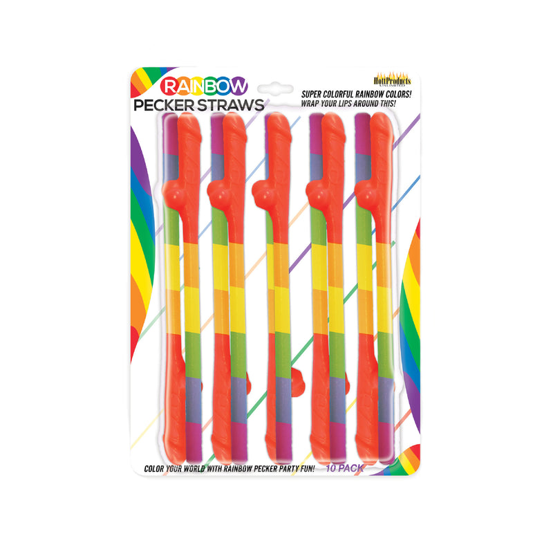 Rainbow Pecker Straws - 10 Pack (6656063897797)