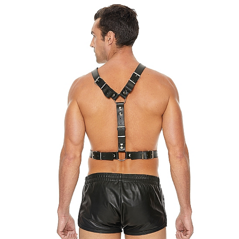 Ouch! Twisted Bit Black Leather Harness - One Size - Black (6947024109765)