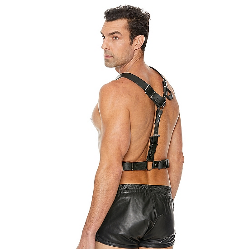 Ouch! Twisted Bit Black Leather Harness - One Size - Black (6947024109765)