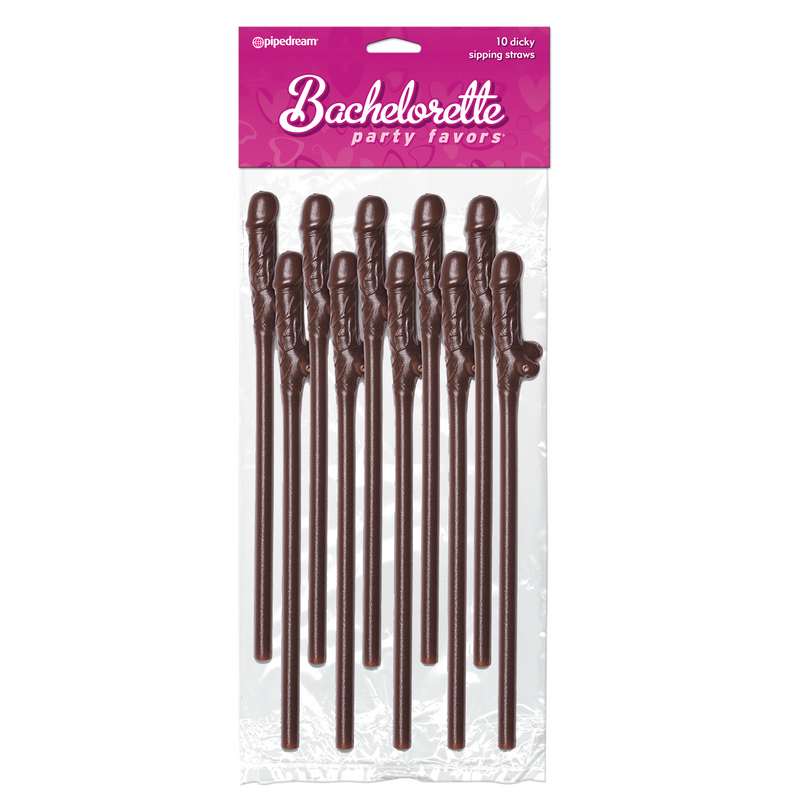Bachelorette Party Favors Dicky Sipping Straws - Brown 10 pcs (6956015550661)
