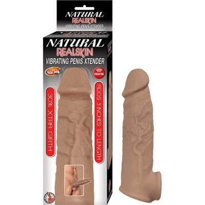 Natural Realskin Vibrating Penis Xtender -  Brown (7532701417689)