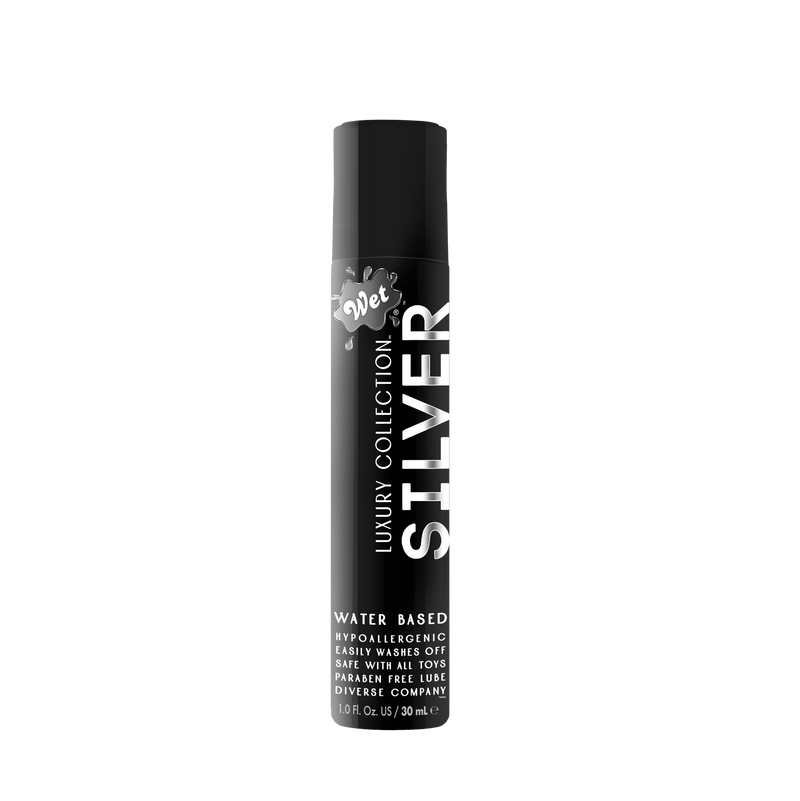 Wet® Luxury Collection Silver Water Based Lubricant in 1oz/30ml (7571954335961)