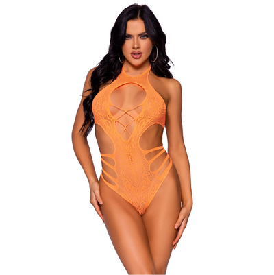 Meet Me in Malibu Lace Bodysuit - Neon Orange O/S (7641952682201)