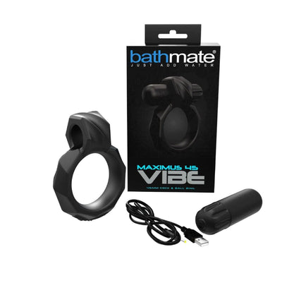 Bathmate Maximus Vibe 45 Rechargeable Silicone Cock Ring - Black (8106942988505)