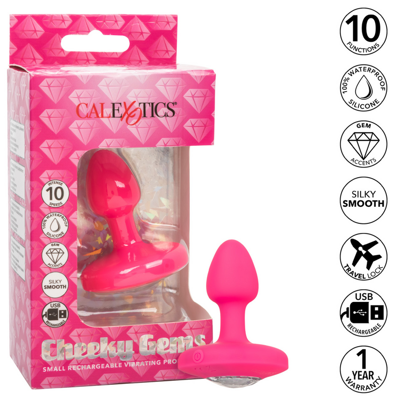 Cheeky Gems™ Small Rechargeable Vibrating Probe - Pink (8130230845657)