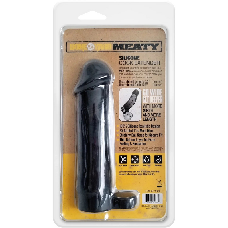 Boneyard Meaty 3X Stretch Silicone Penis Extender 6.5in - Black (8112045359321)