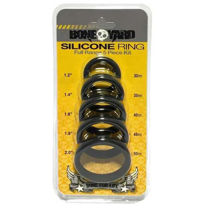 Boneyard Silicone Ring Cock Rings Full Range Kit (5 Piece Kit) - Black (8112133112025)