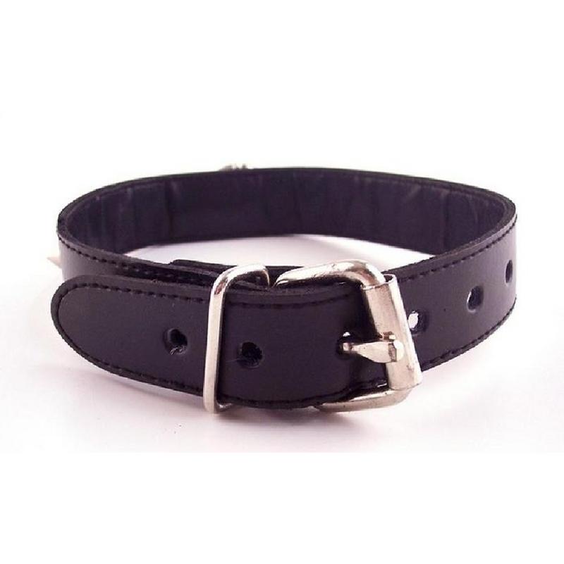 Rouge O Ring Studded Adjustable Leather Collar - Black (8134254461145)