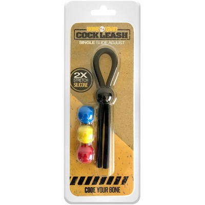 Boneyard Single Slide Cock Leash 2X Stretch Silicone - Black and Multicolor (8112130982105)