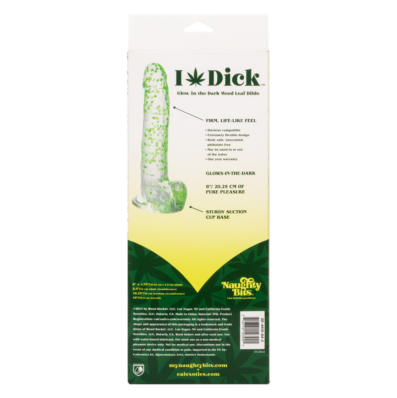 Naughty Bits® I Leaf Dick™ Glow-In-The-Dark Weed Leaf Dildo (8124422586585)