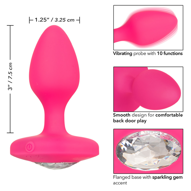 Cheeky Gems™ Medium Rechargeable Vibrating Probe - Pink (8130232647897)