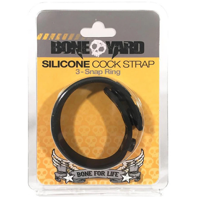 Boneyard Silicone Cock Strap 3-Snap Ring - Black (8112237445337)