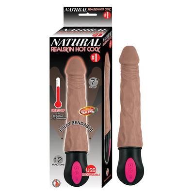 Natural Realskin Hot Cock #1 Dildo Waterproof Brown 7 Inch (3958049636451)