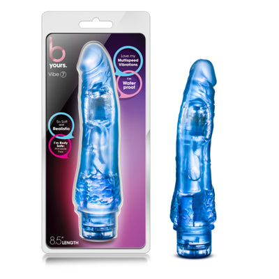B Yours Vibe 07 Realistic Vibrator Jelly Waterproof Blue 8.5 Inch (4500285423715)