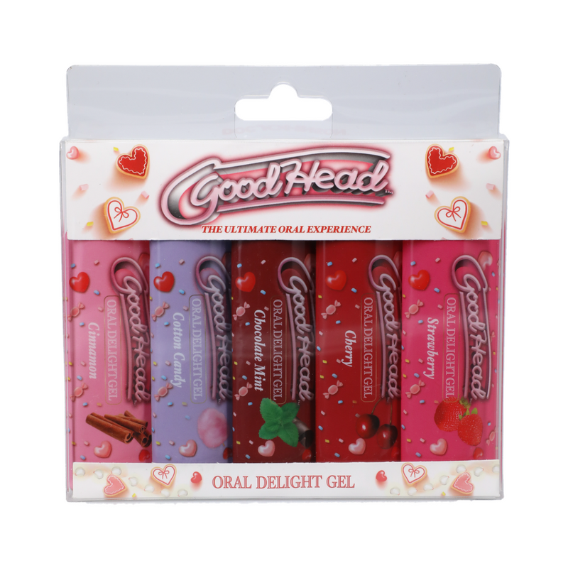 GoodHead - Oral Delight Gel - Strawberry, Cherry, Cotton Candy, Chocolate Mint, Cinnamon - 5 Pack - 1 fl. oz. (7995633271001)