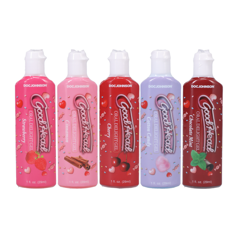 GoodHead - Oral Delight Gel - Strawberry, Cherry, Cotton Candy, Chocolate Mint, Cinnamon - 5 Pack - 1 fl. oz. (7995633271001)