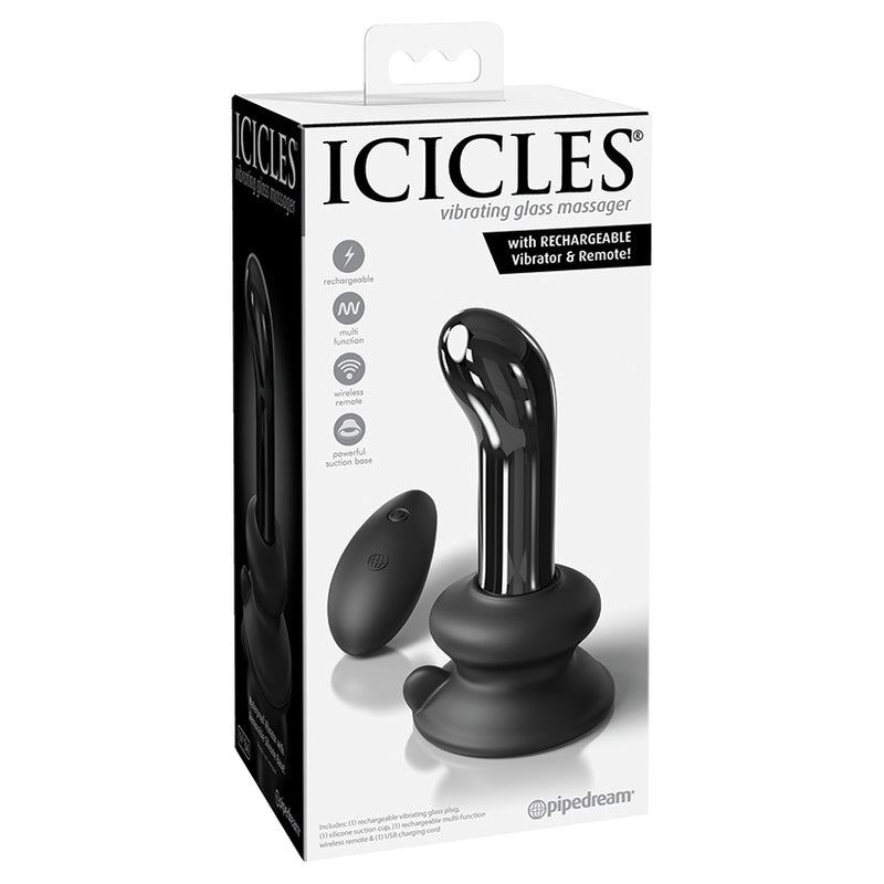 Icicles No.84 With Rechargeable Vibrator & Remote-Black (6798313652421)