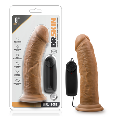 Dr. Skin Dr. Joe Wired Remote Control Vibrating Realistic Cock With Suction Cup Waterproof Mocha 8 Inch (3555426009187)