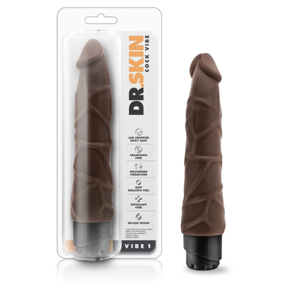 Dr. Skin Cock Vibe 1 Realistic Vibrator Splashproof Chocolate 9 Inch (3555416080483)