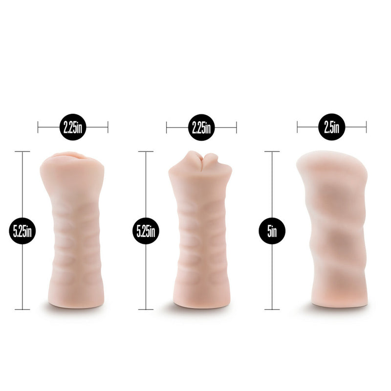 M for Men - 3-Pack Self-Lubricating Vibrating Stroker Sleeve Kit - Vanilla (7761787945177)