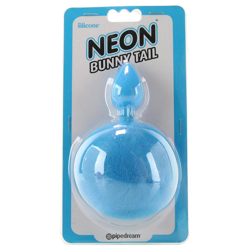 Neon Silicone Bunny Tail Butt Plug Blue (3562406903907)