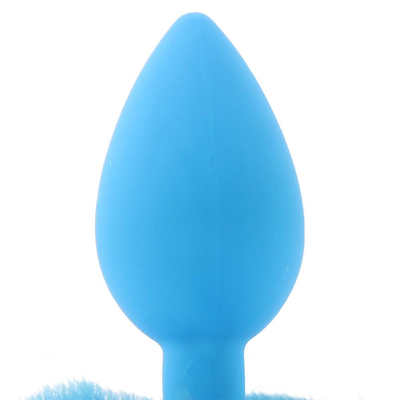 Neon Silicone Bunny Tail Butt Plug Blue (3562406903907)