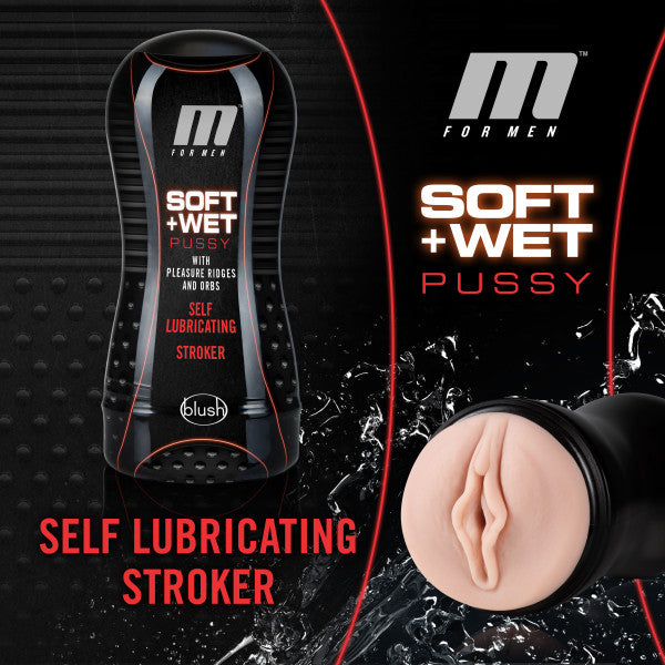 M for Men - Soft and Wet - Pussy with Pleasure Ridges and Orbs - Self Lubricating Stroker Cup - Vanilla (4651058135139)