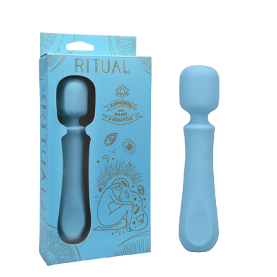 RITUAL - Euphoria - Rechargeable Silicone Wand Vibe - Blue (7817801138393)