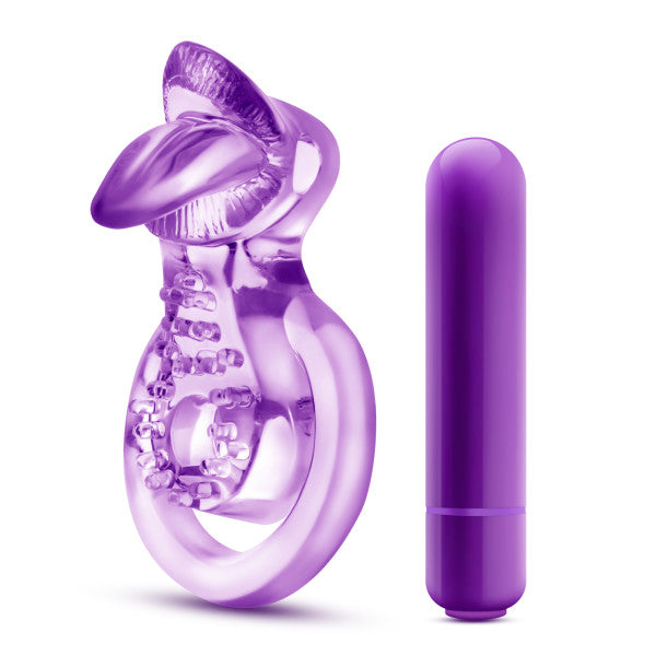 Play With Me - Lick It - Vibrating Double Strap Cock Ring - Purple (4552775860323)