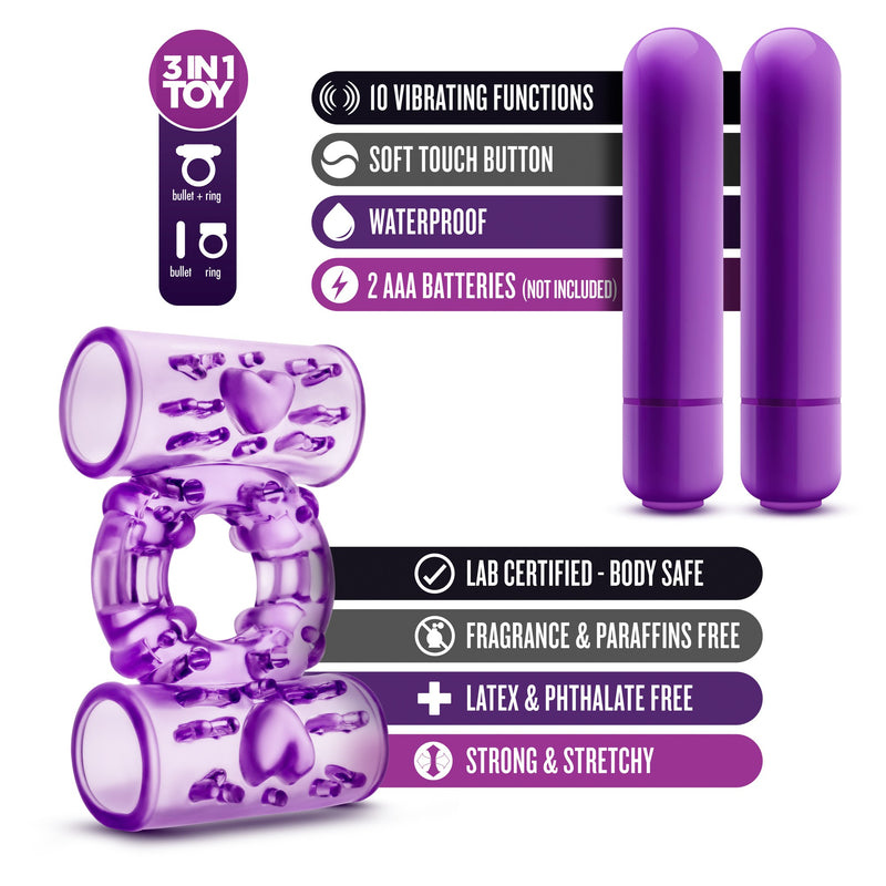 Play With Me - Double Play - Dual Vibrating Cock Ring - Purple (4701212115043)