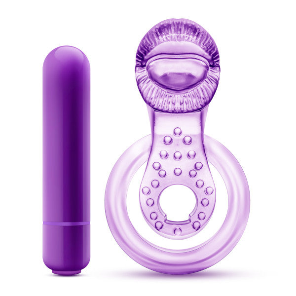 Play With Me - Lick It - Vibrating Double Strap Cock Ring - Purple (4552775860323)
