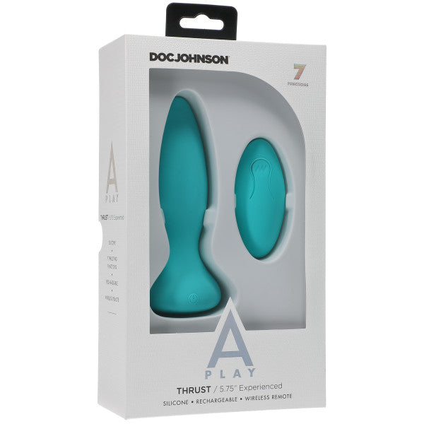 A-Play - Thrust - Experienced - Rechargeable Silicone Anal Plug with Remote - Teal (7623997751513)